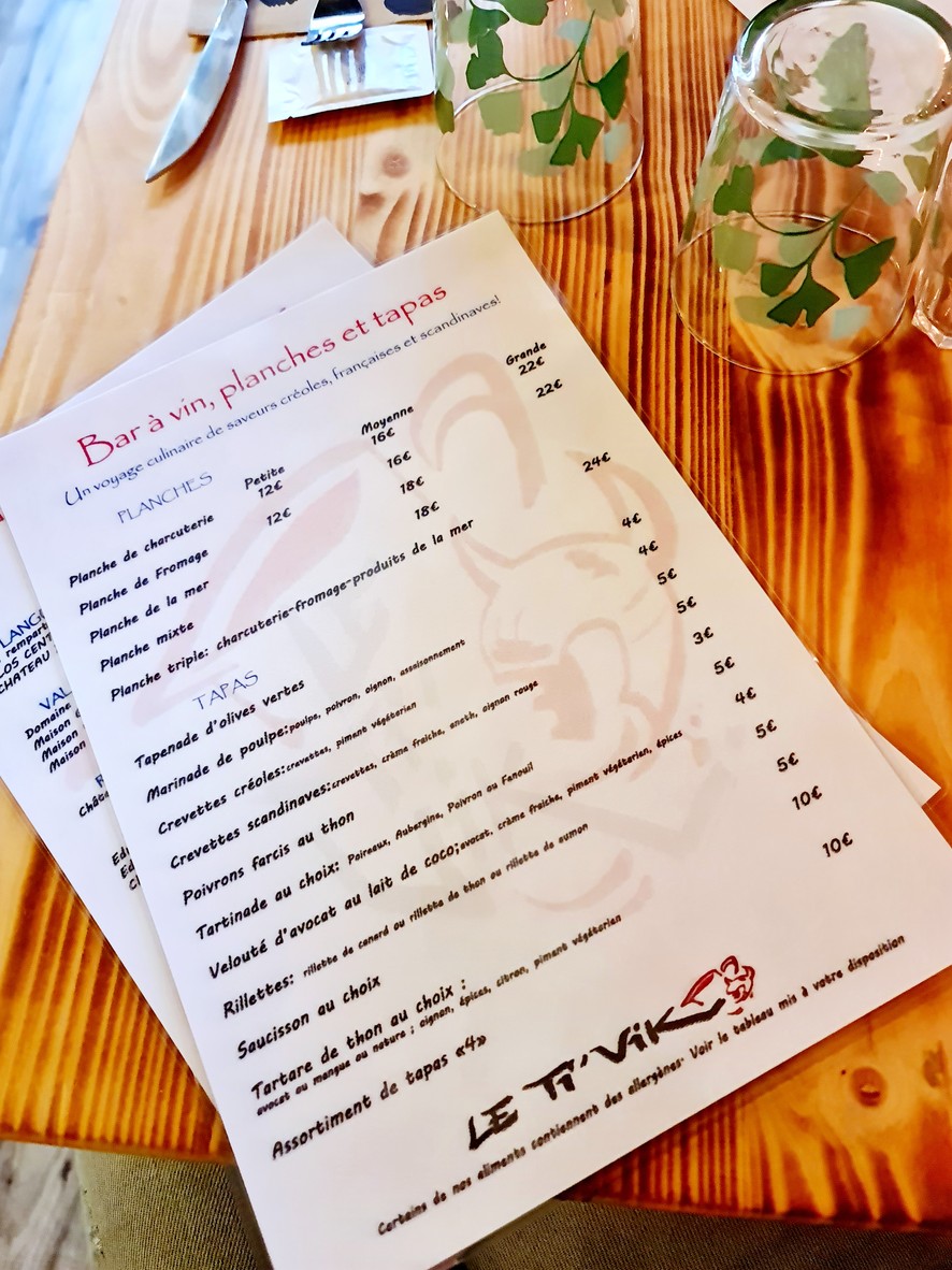Le Ti' Vik menu 1