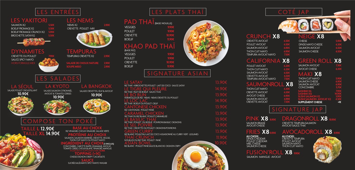 ASIAN BAY | THAÏ & JAP menu 1