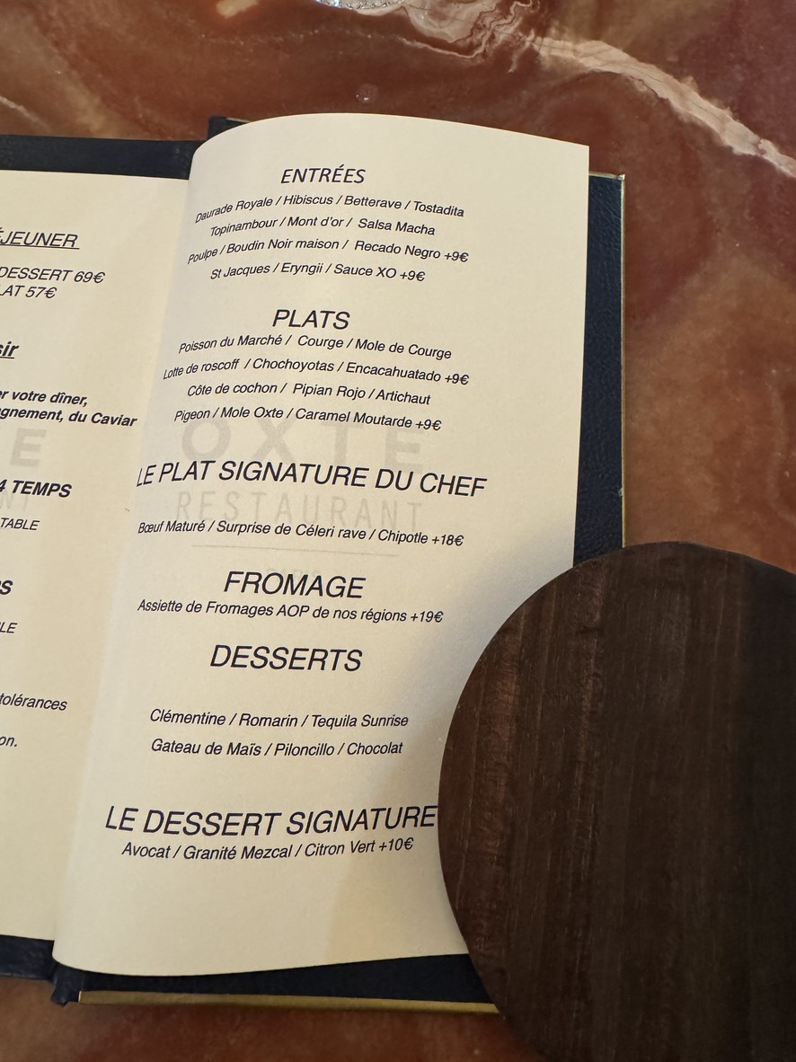 Restaurant OXTE menu 2