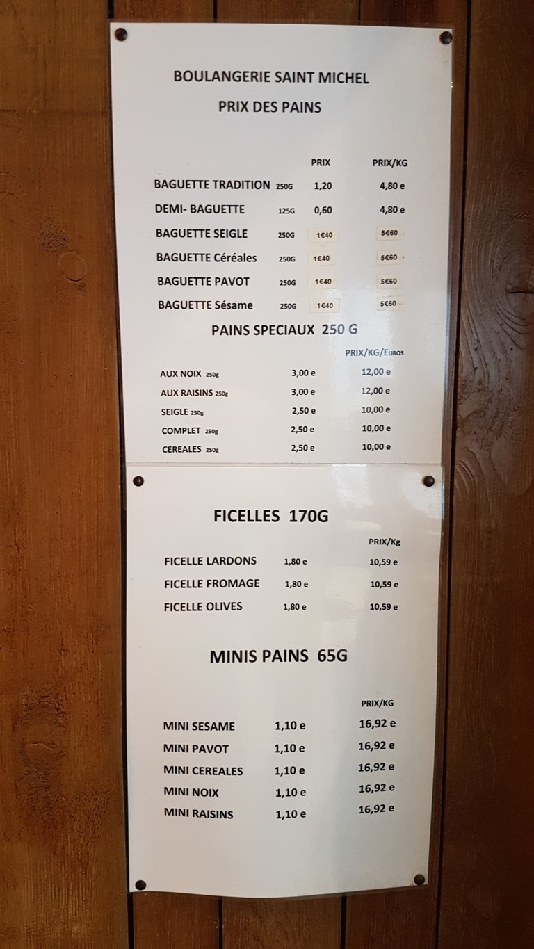 Paris Baguette menu 1