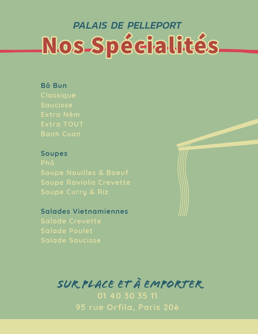 Palais De Pelleport menu 1