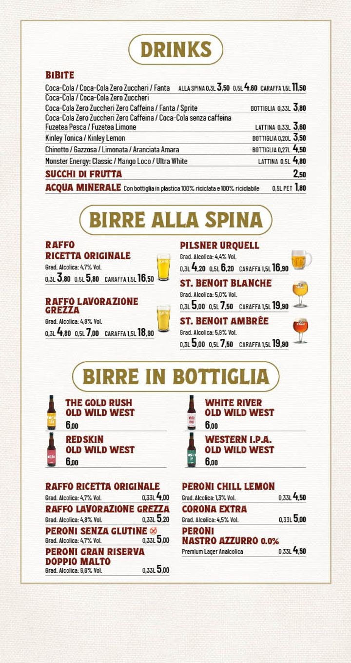 Old Wild West - Roma The Village - Parco de' Medici menu 10