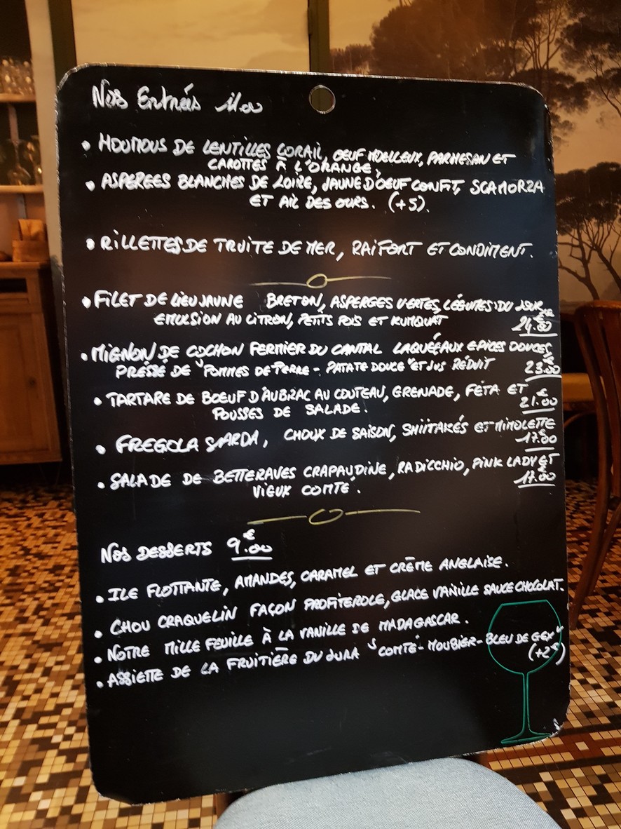 Le Verbalon menu 1