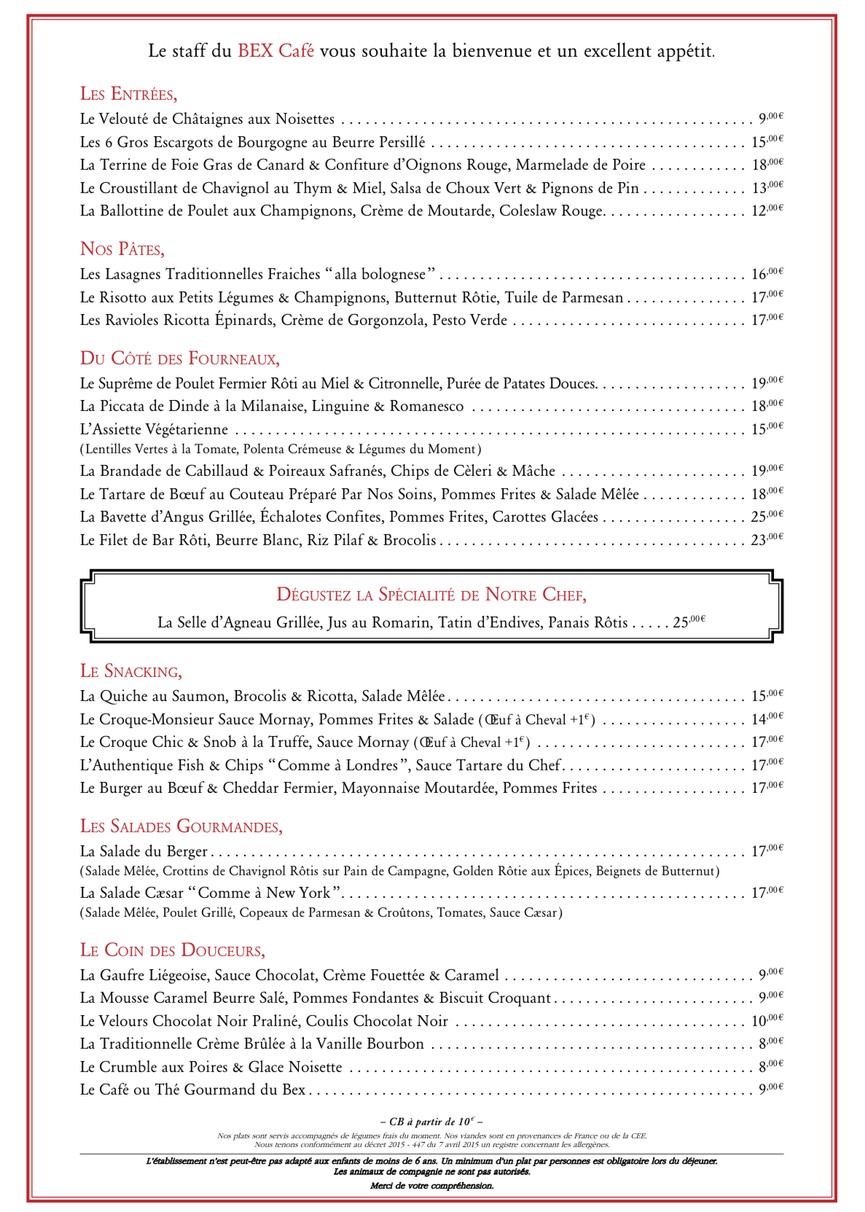 CAFÉ LE BEX menu 1