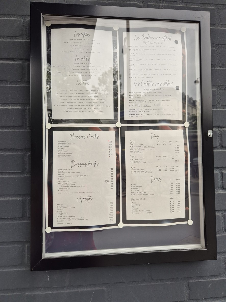 Chez Yach Restaurant menu 1