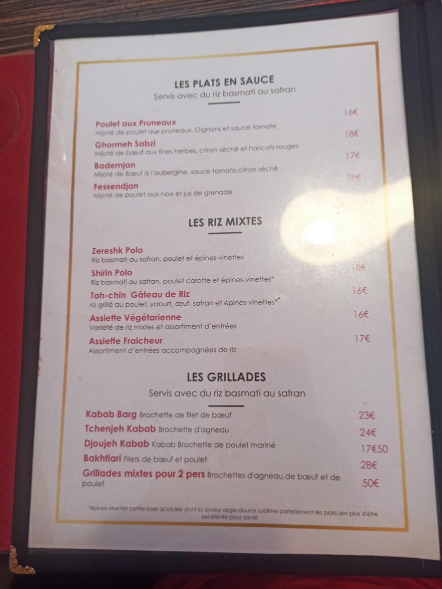 Restaurant Norouz menu 2