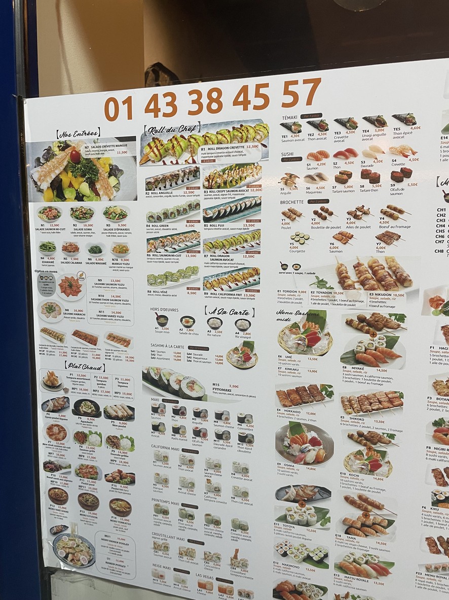 FUJIYAKI RESTAURANT JAPONAIS menu 1