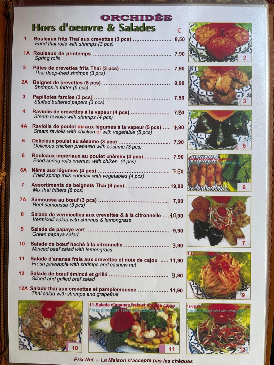 ORCHIDEE & KHMER THAï menu 1