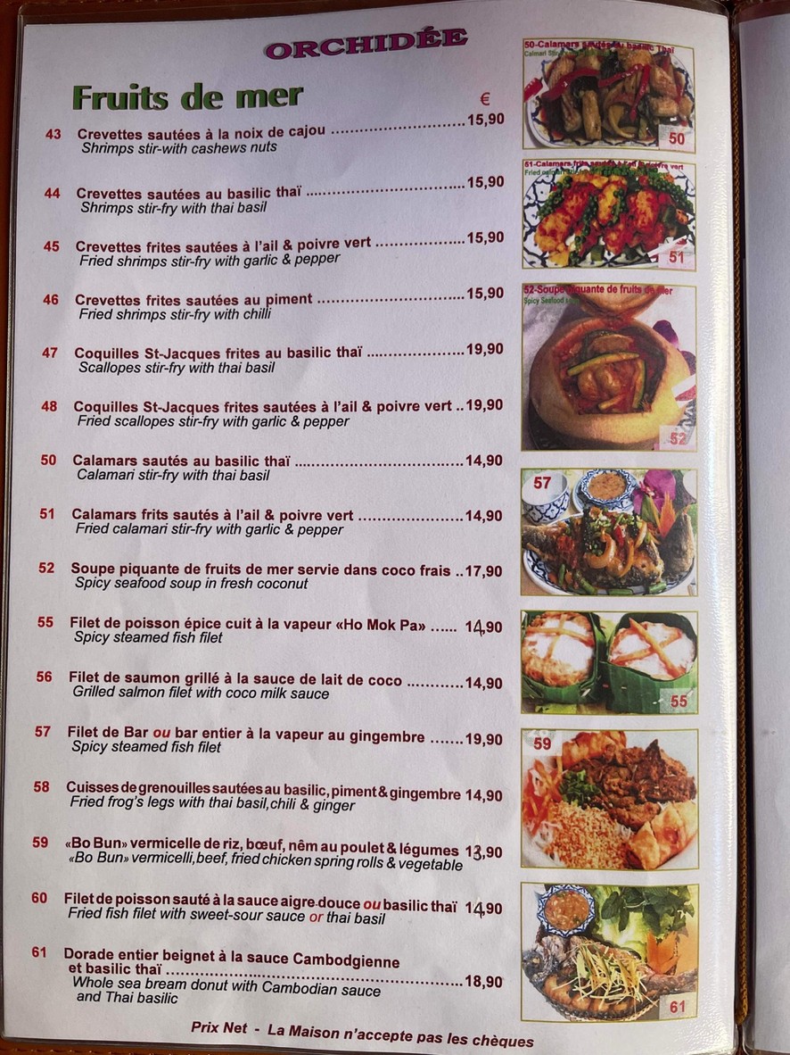 ORCHIDEE & KHMER THAï menu 4