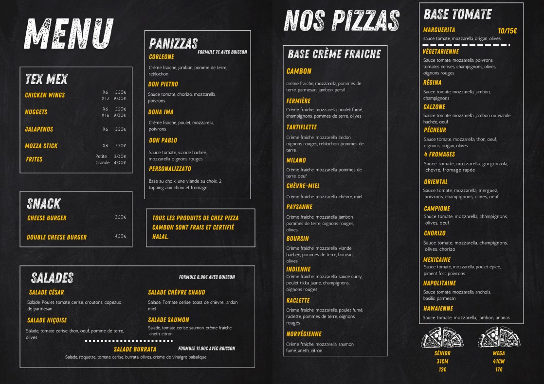 Pizza Cambon menu 2