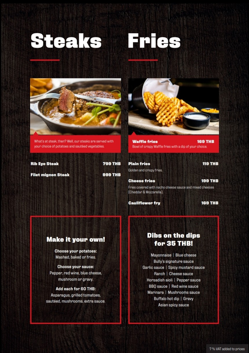 Bully's menu 2