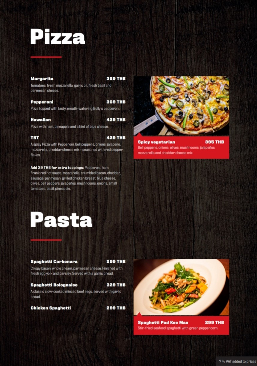 Bully's menu 3