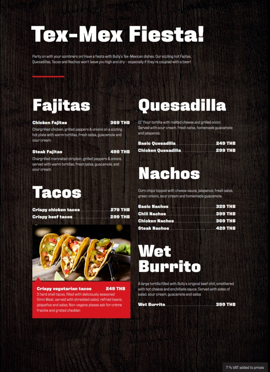 Bully's menu 5