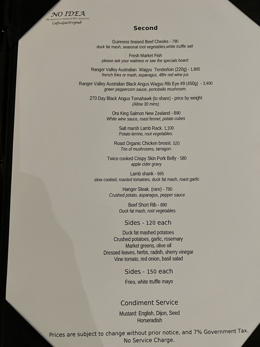 No Idea Cafe & Gastropub menu 2