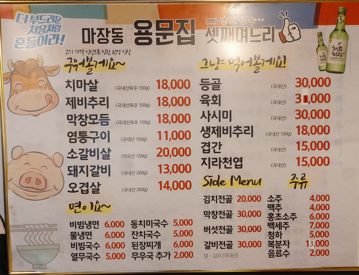 Yongmunjip Sucursal 2 menu 1