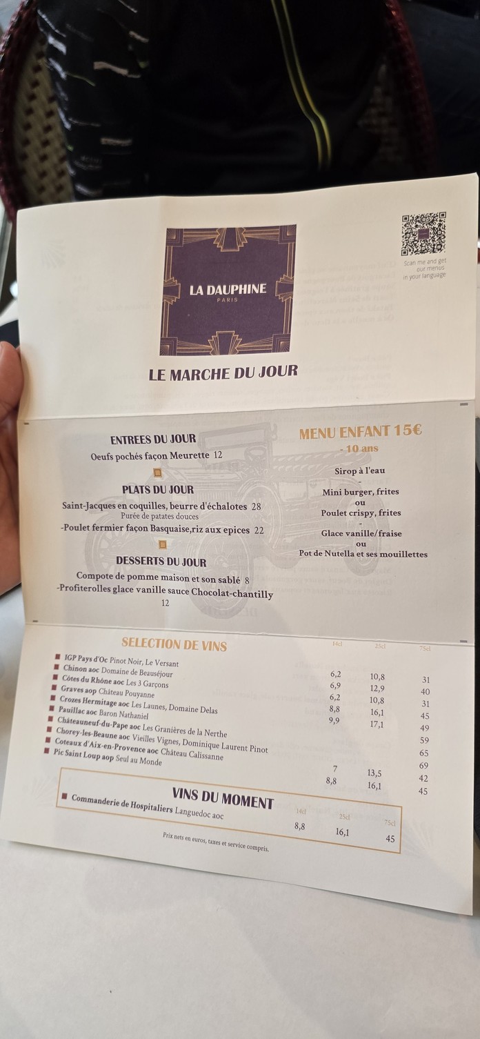 La Dauphine menu 1