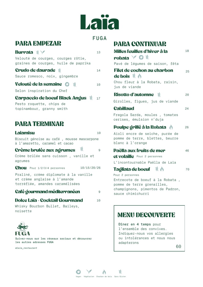 Laïa Voltaire menu 1