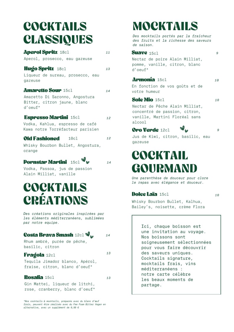 Laïa Voltaire menu 2