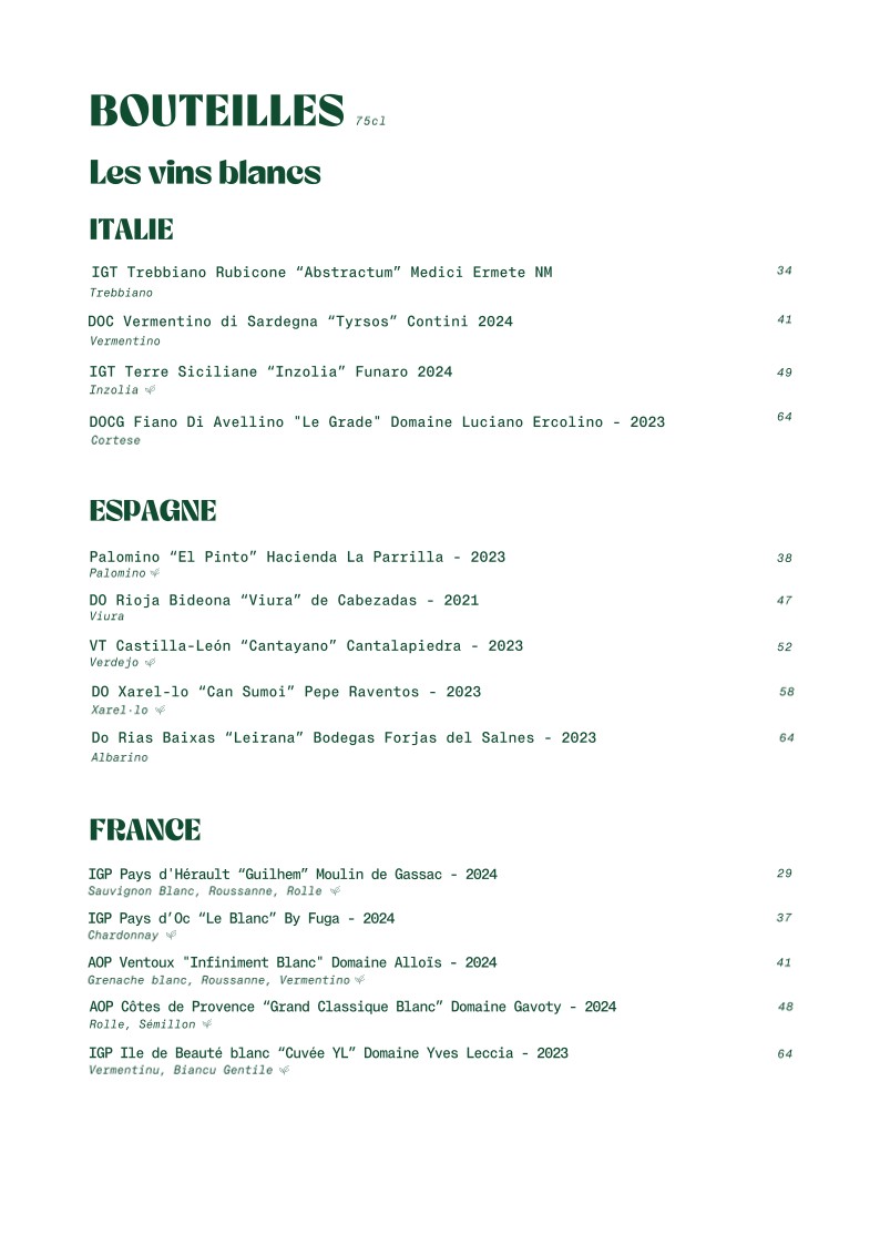 Laïa Voltaire menu 5