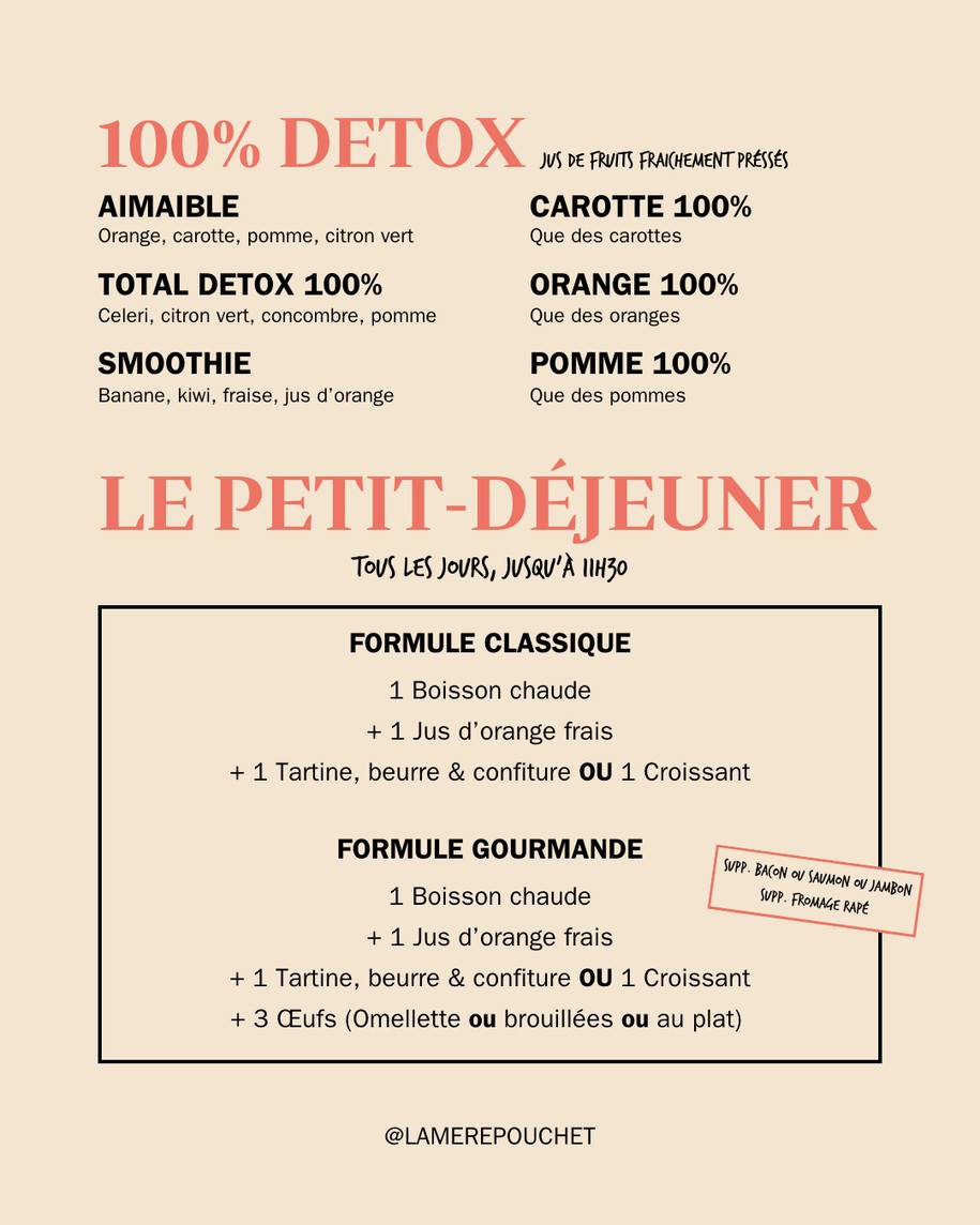 La Mère Pouchet menu 1