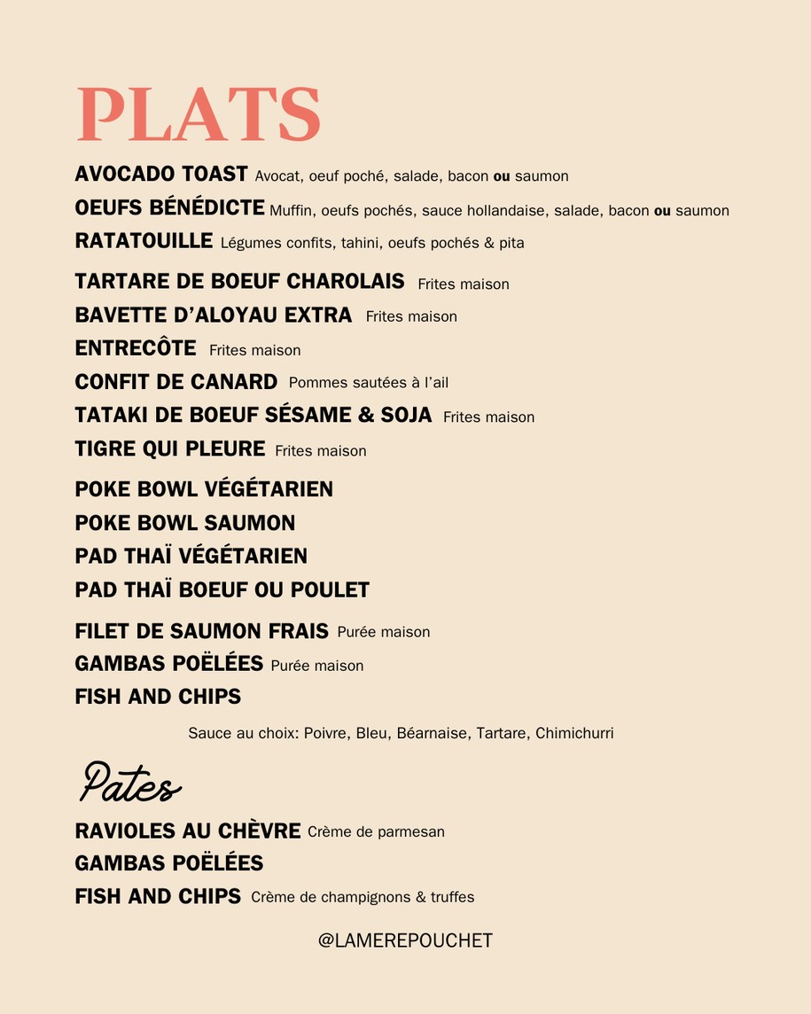 La Mère Pouchet menu 3