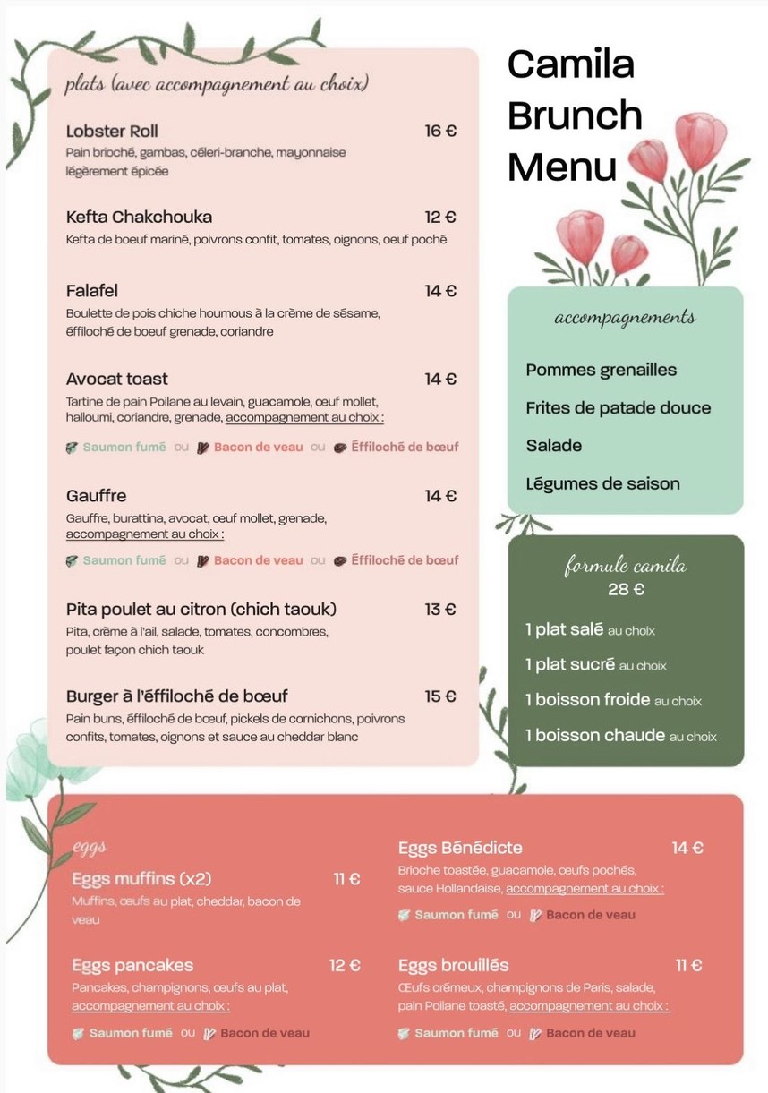 Restaurant Courbevoie | Brunch Camila Café menu 1