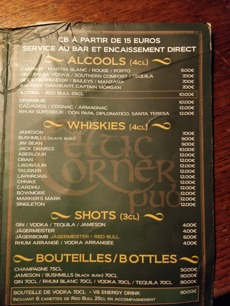 Celtic Corner menu 2