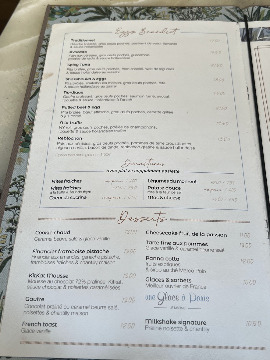 Benedict menu 2