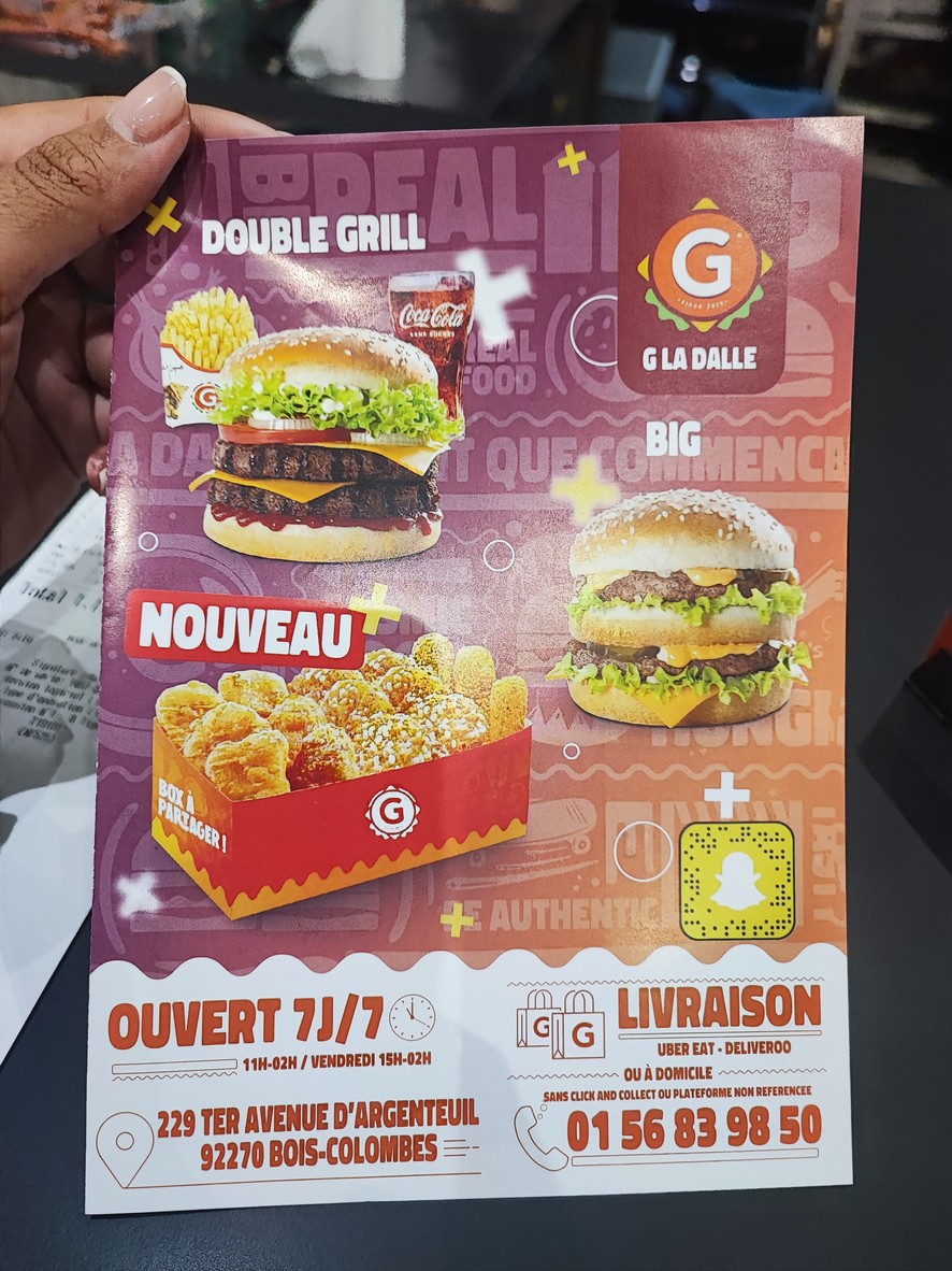 G La Dalle menu 1