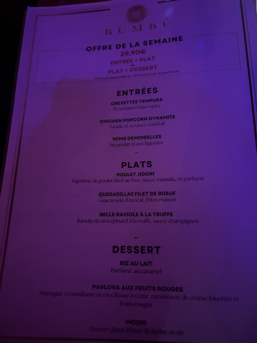 Bumbú Restaurant menu 1