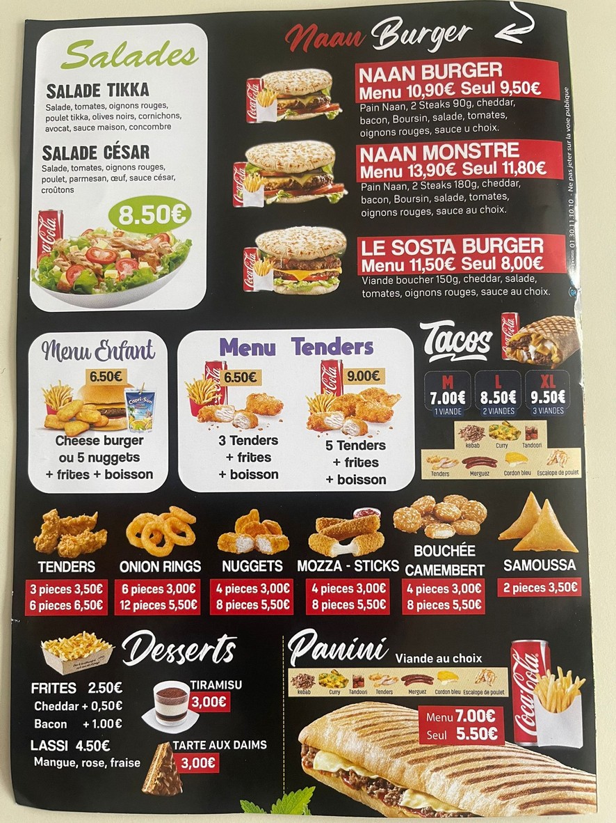 La Sosta menu 1