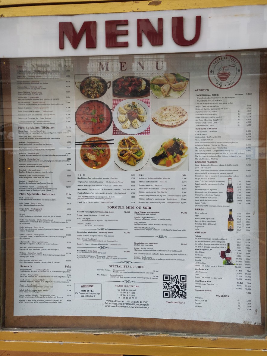 Taste of Tibet menu 1