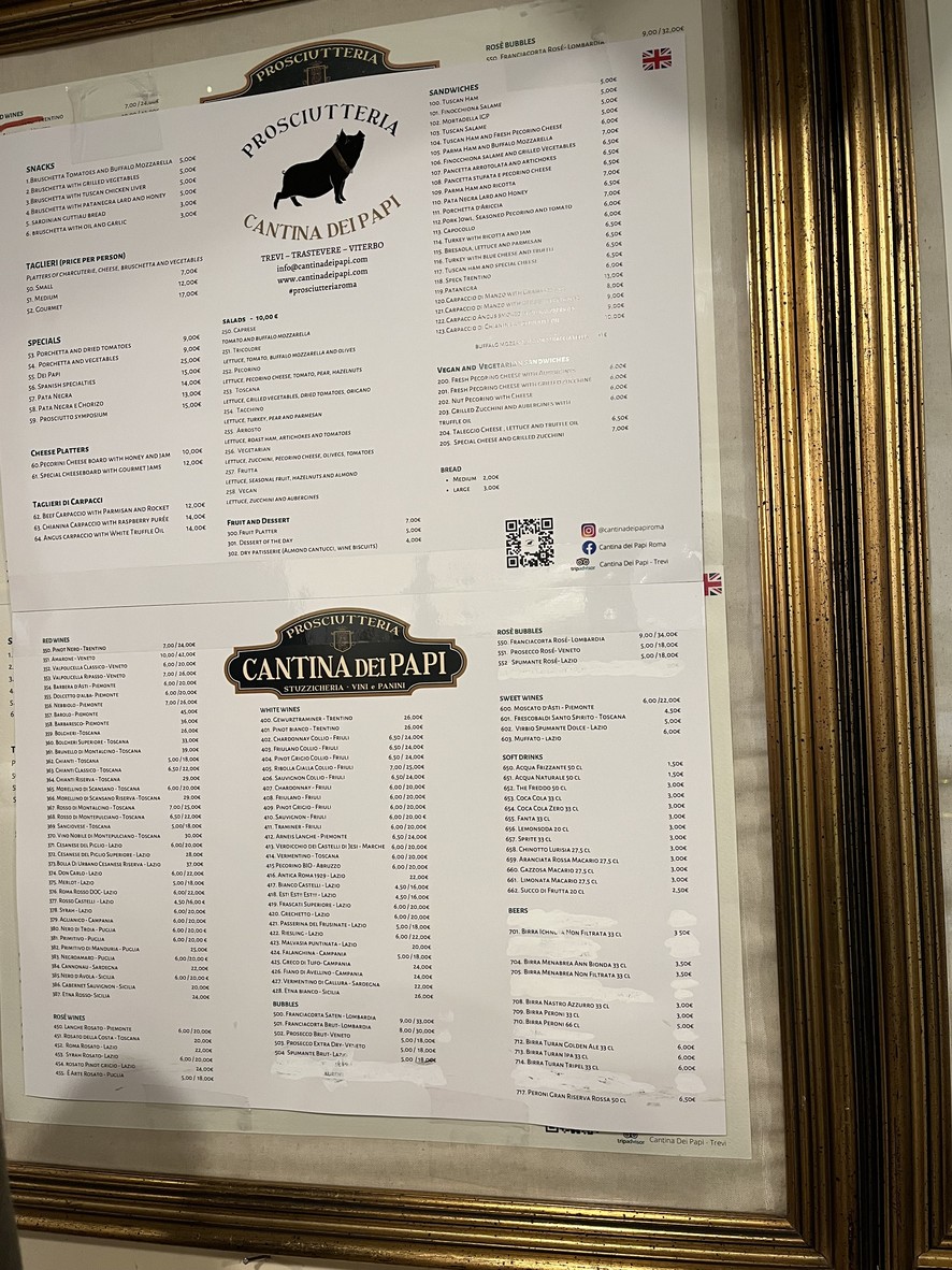 Prosciutteria Cantina dei Papi - Trevi menu 2