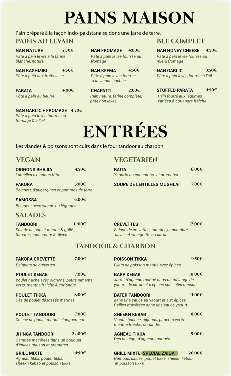 ZAIQA DE PUNJAB CLASSIC RESTAURANT menu 1