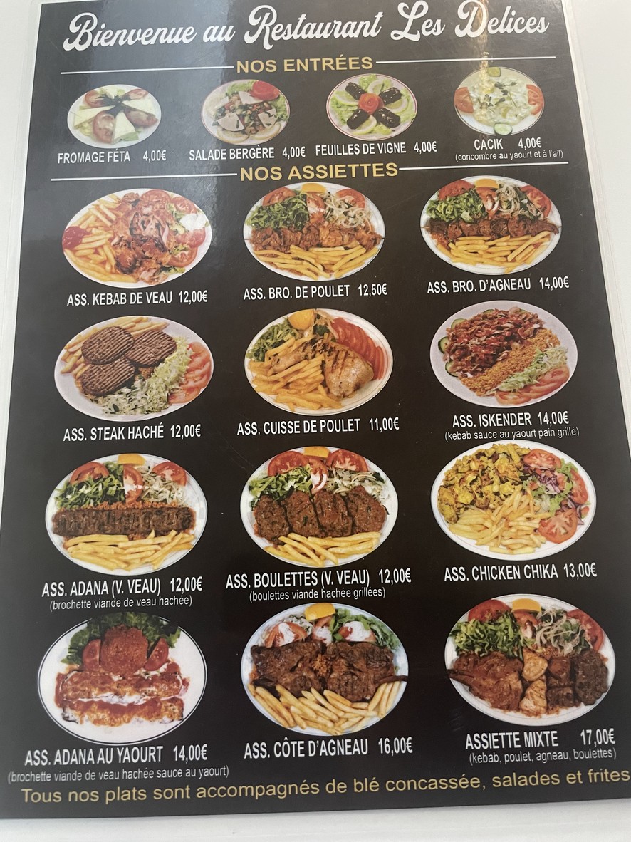 Le Délice menu 1