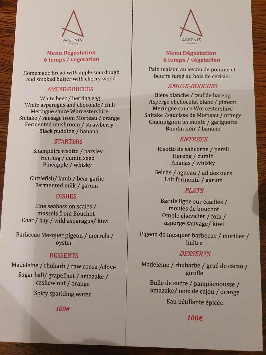 ACCENTS table bourse menu 2