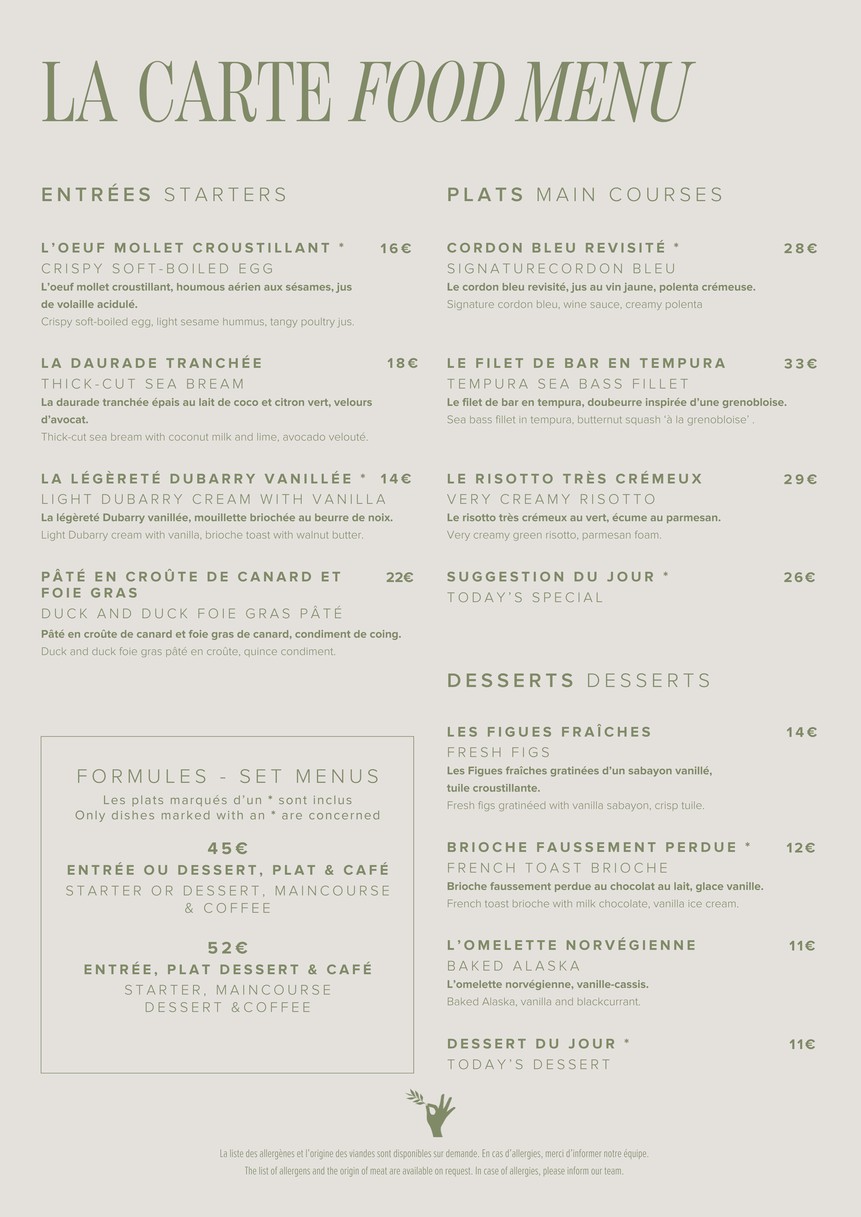 Le Céladon menu 3