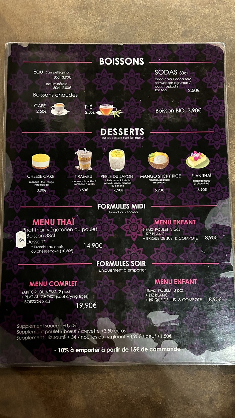 Thaï Corner Gennevilliers menu 2