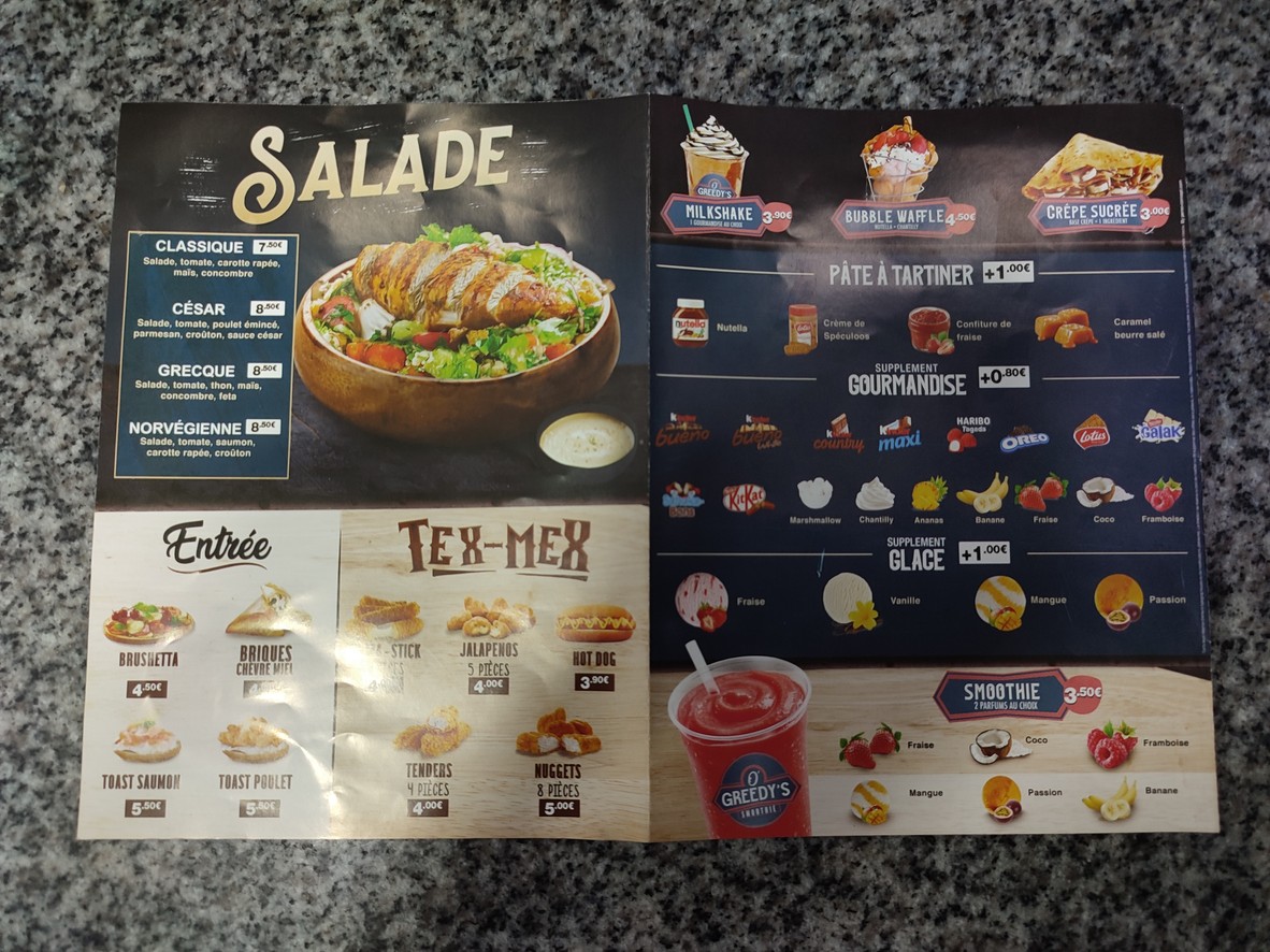 O'Greedys menu 1