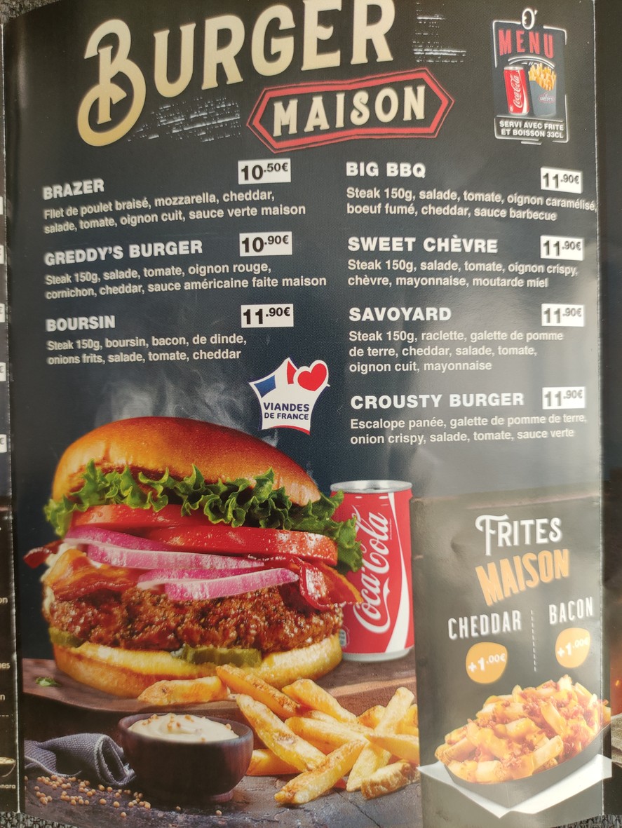 O'Greedys menu 3