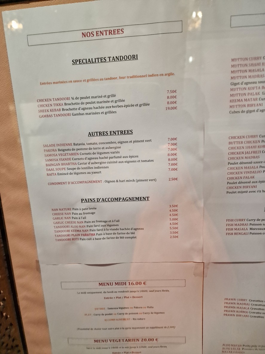 Annapurti menu 1