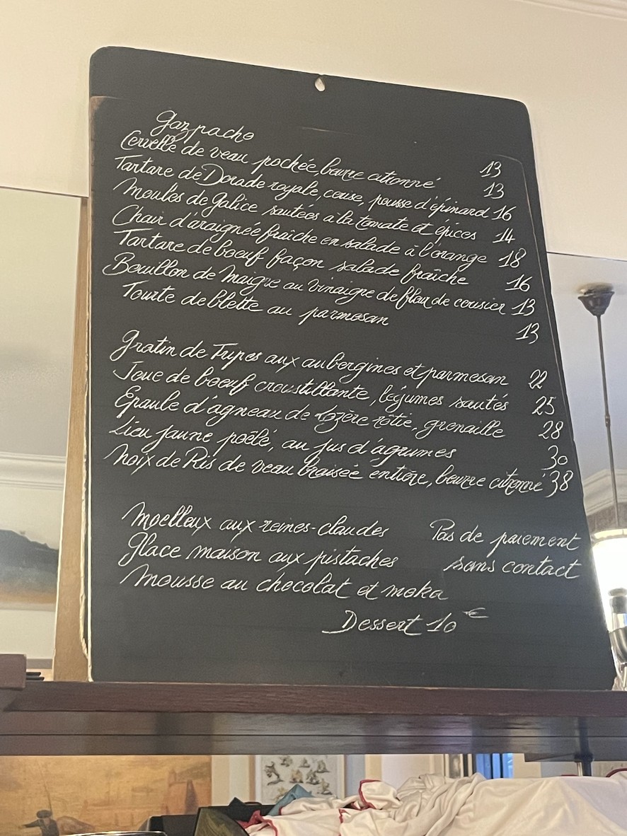 Le Baratin menu 1
