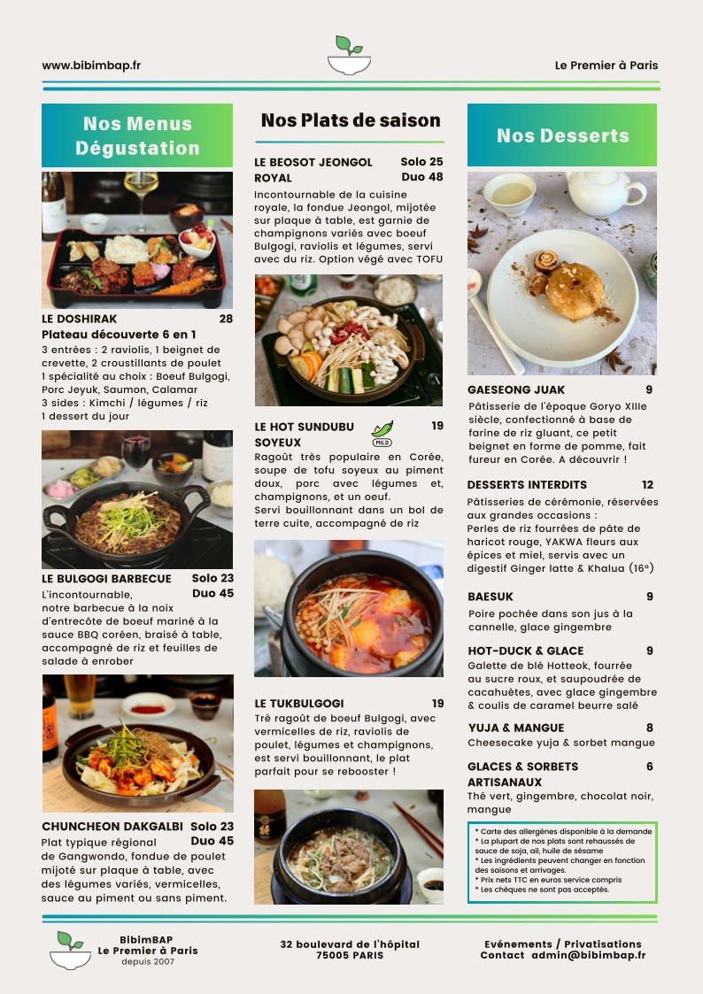Bibimbap menu 2