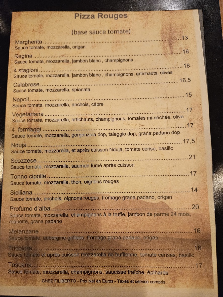 Chez Filiberto menu 2