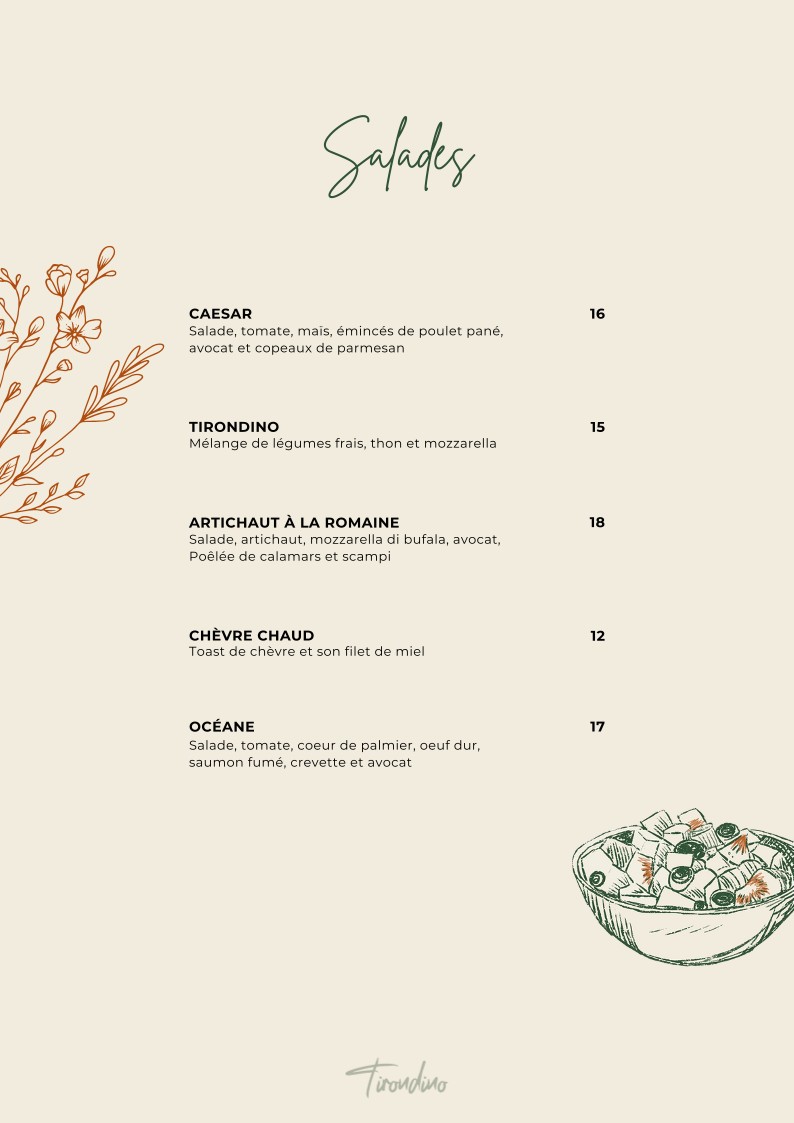 Tirondino menu 2
