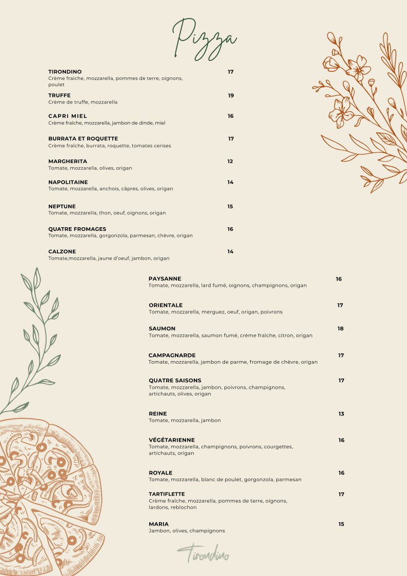 Tirondino menu 3