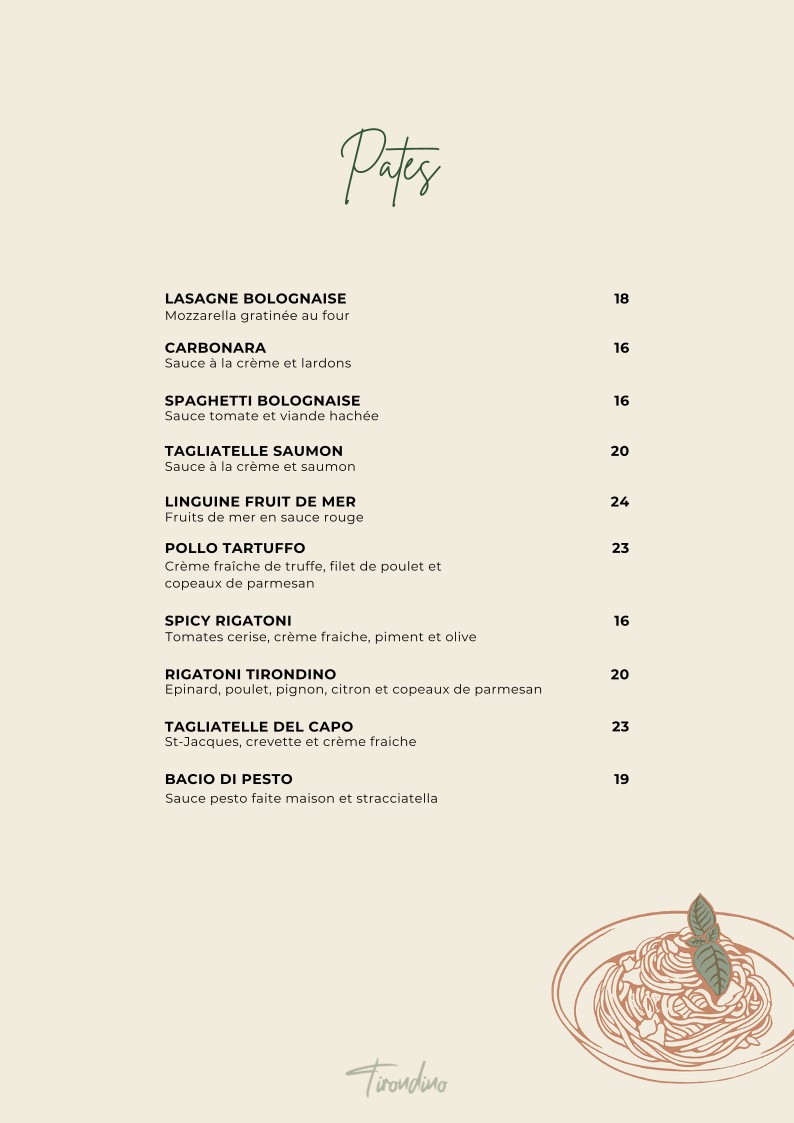 Tirondino menu 4