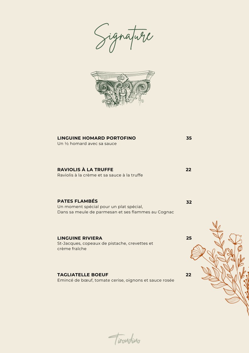 Tirondino menu 7