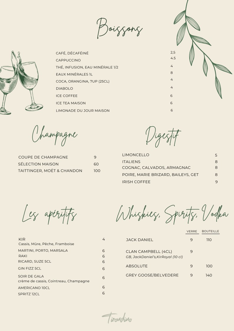 Tirondino menu 8