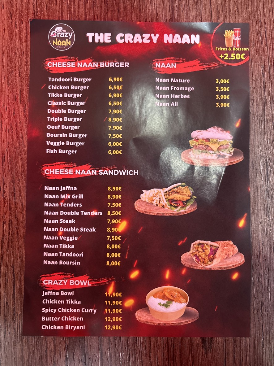 The Crazy Naan menu 1